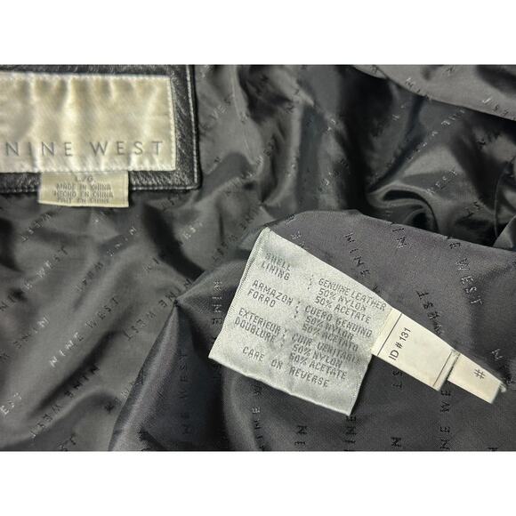 Nine West Womens Leather Jacket Size Large supple exquisite Y2K style car coat - Picture 4 of 16
